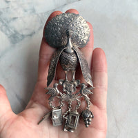 Peruvian Peacock Brooch